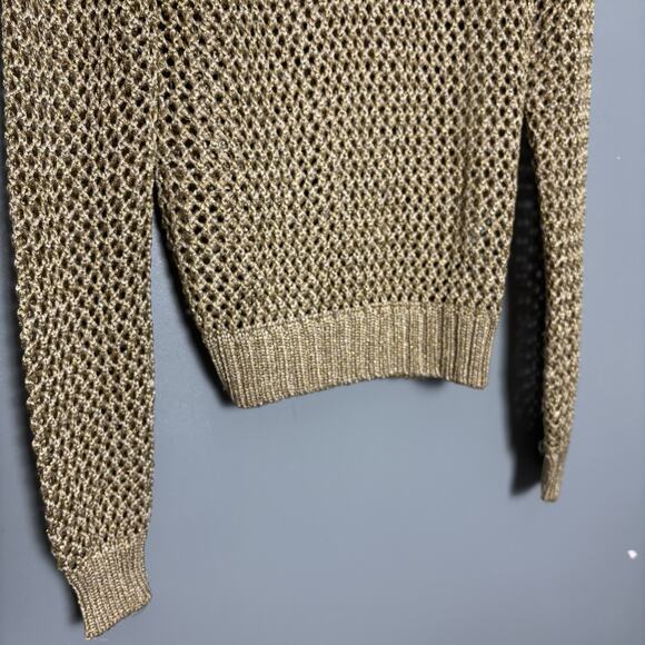 Vintage Guess Collection Women’s Eyelet Gold Sweater Turtleneck 90’s Y2K Medium - Picture 2 of 8